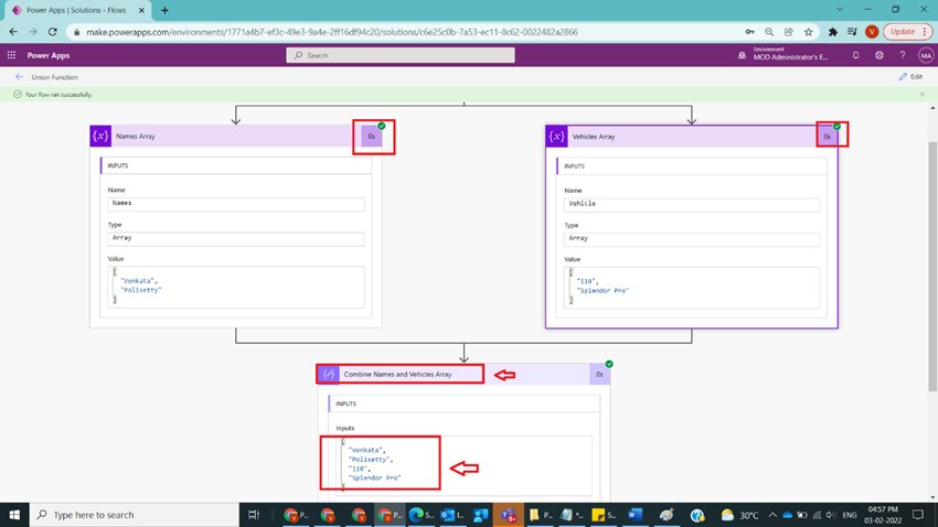 Usage of Union Function in Power Automate